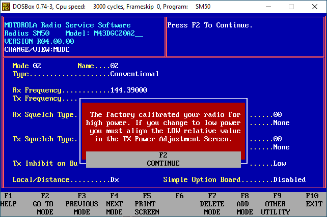 Mode 2 low power warning